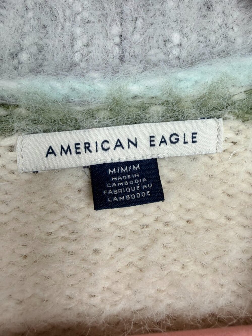 American Eagle AE Whoa So Cozy Fuzzy Cardigan Grey Multi Medium #A3176 - Picture 7 of 8